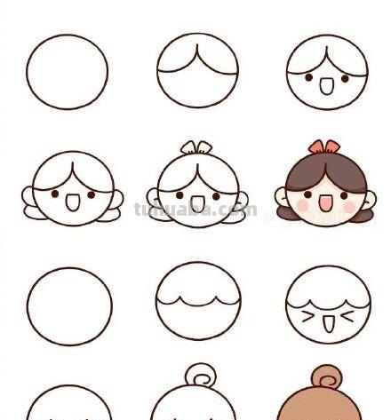 超全人物头像简笔画~一步一步教男孩女孩全都有，抽藏起来教孩子