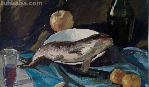 鱼色彩静物及鱼色彩静物画法图片 