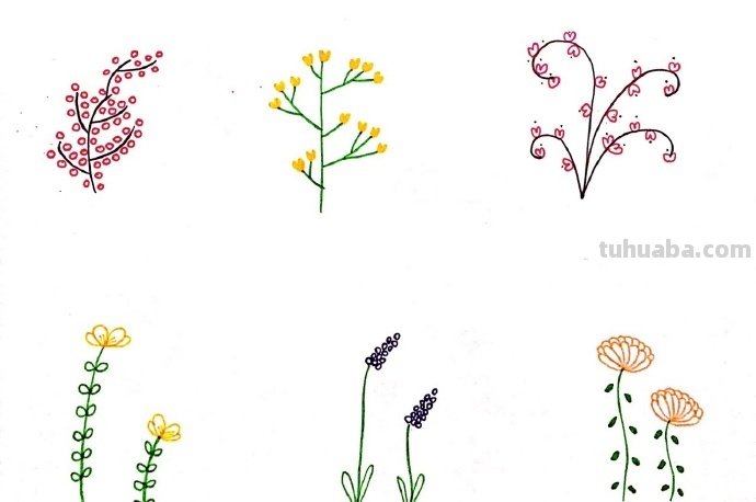 一组植物花卉简笔画，简单明了很清新~
