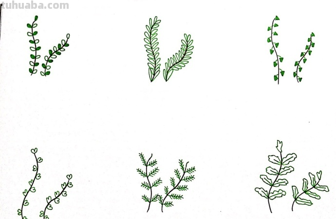一组植物花卉简笔画，简单明了很清新~