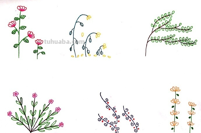 一组植物花卉简笔画，简单明了很清新~