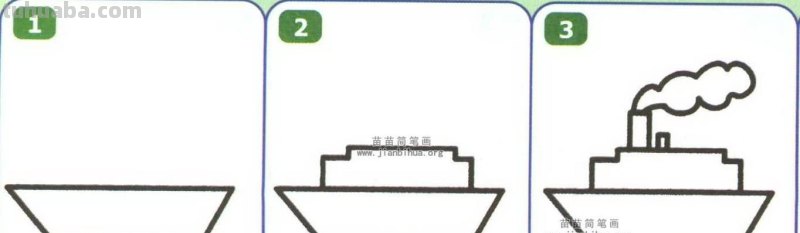 怎么画船简笔画图片 正方形简笔画之如何画轮船?