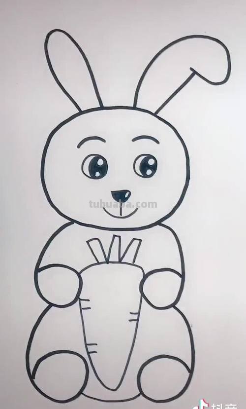 儿童简笔画教程-小白兔,小白兔白又白,两只耳朵竖起来