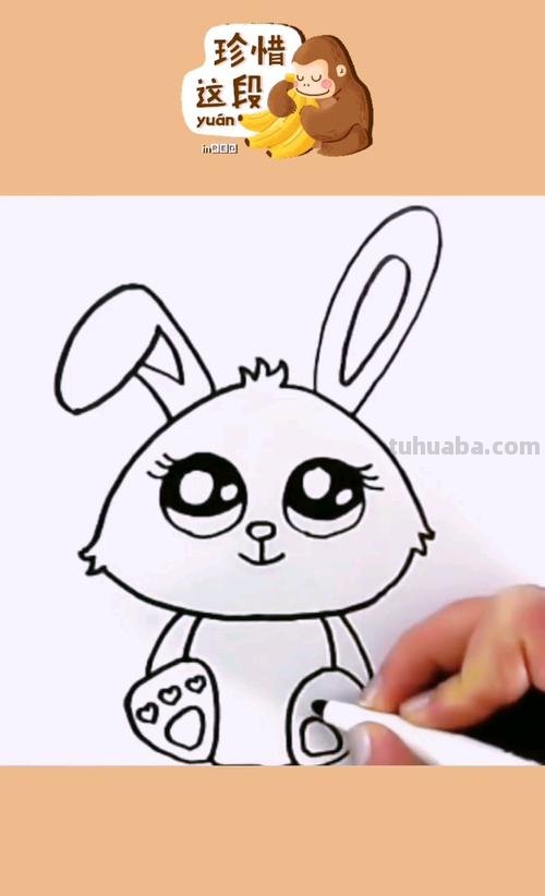 儿童简笔画教程-小白兔,小白兔白又白,两只耳朵竖起来