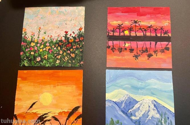 春夏秋冬的色彩构成图 四宫格 