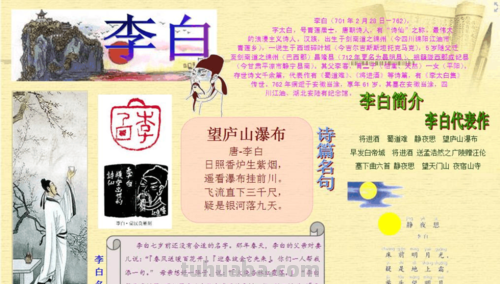 李白的读书卡怎么做图片 李白名人卡片怎么做？