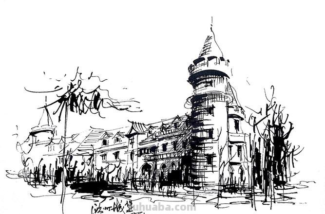 塔形建筑速写 钢笔画建筑速写有什么技巧?