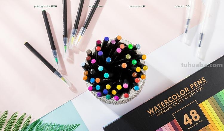 图虫静物摄影：文具类静物产品拍摄 水彩笔铅笔画笔摄影