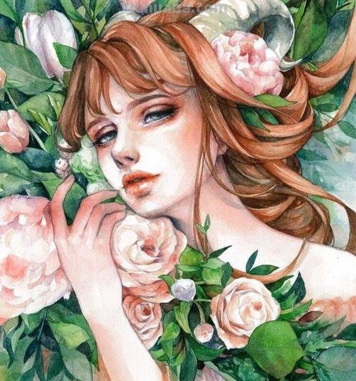 超华丽精致的手绘水彩，画面十分有艺术感的唯美人物场景插画欣赏