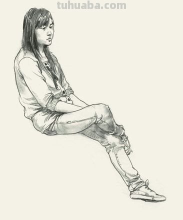 速写坐姿头 人物速写坐，立，蹲各都是什么比例，男女？