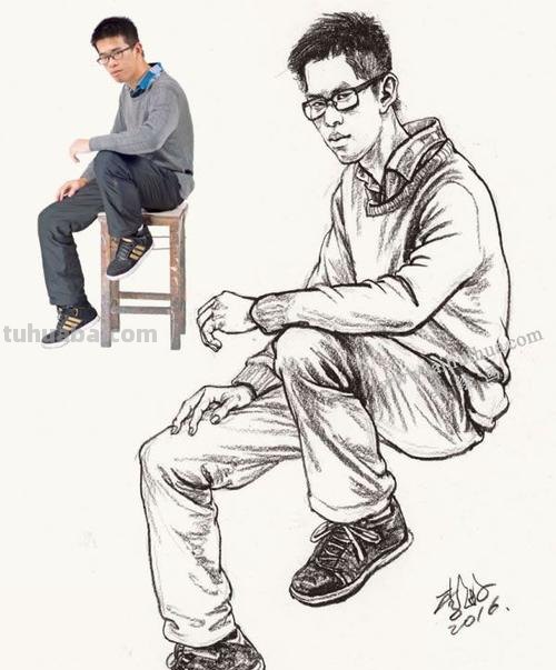 速写坐姿头 人物速写坐，立，蹲各都是什么比例，男女？