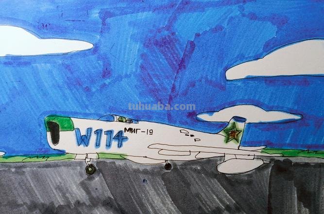 绘画教程-飞机，翅膀闪着亮光带着呼啸