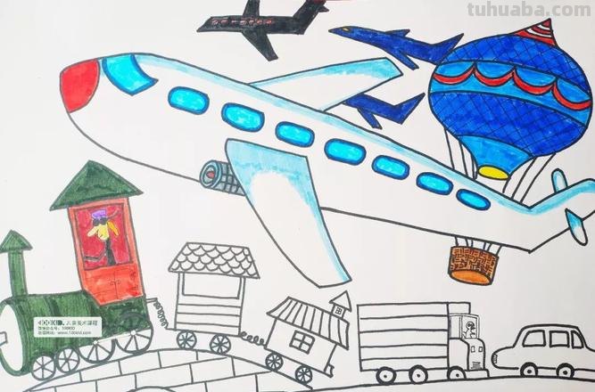绘画教程-飞机，翅膀闪着亮光带着呼啸