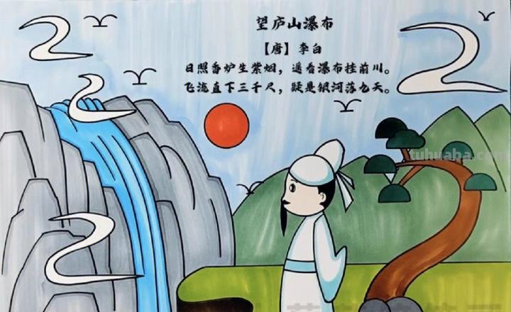 瀑布的简笔画怎么画 怎么用铅笔画望庐山瀑布？