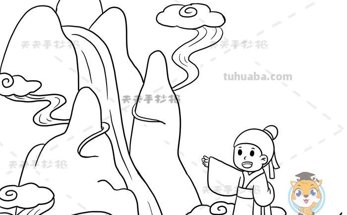 瀑布的简笔画怎么画 怎么用铅笔画望庐山瀑布？