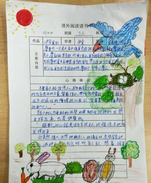 读书卡的封面和封底怎么画 伊索寓言读书卡怎么做？