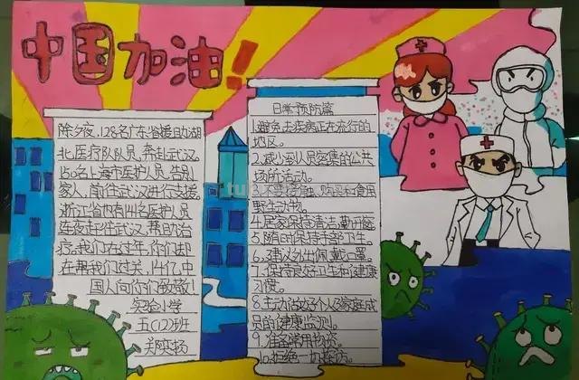 16张小学生助力防疫情手抄报，满满都是爱，第一张就被感动到了