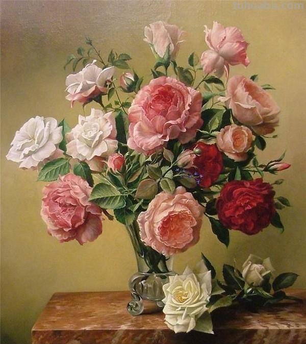 超写实花卉静物油画 比利时大师Pieter Wagemans作品