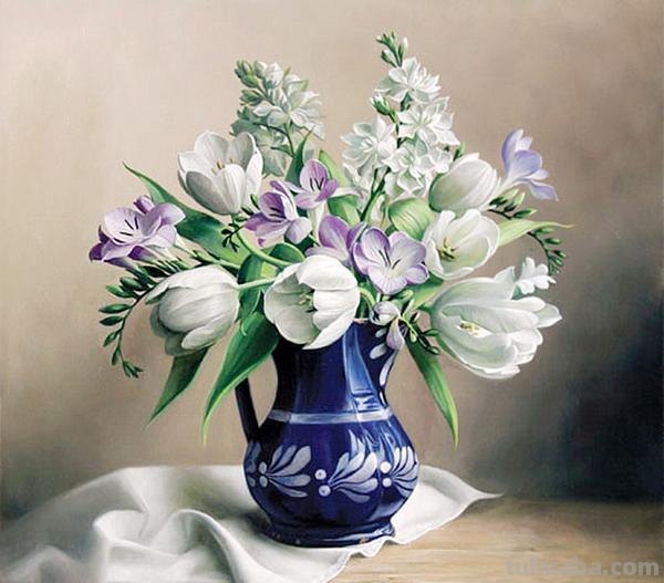 超写实花卉静物油画 比利时大师Pieter Wagemans作品
