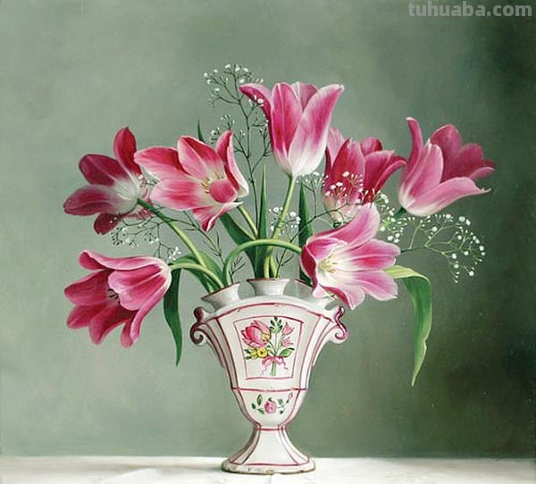 超写实花卉静物油画 比利时大师Pieter Wagemans作品