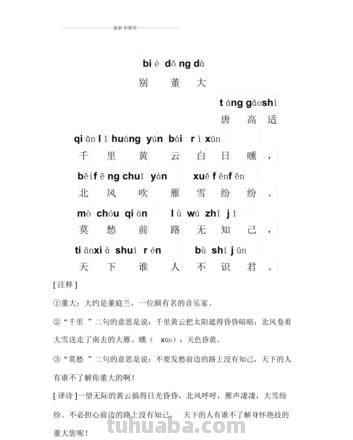 别董大的诗意 别董大的诗意和注释