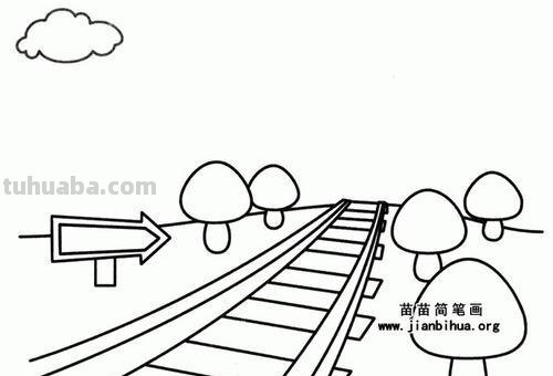 火车轨道怎么画简笔画 三年级铁路画画简单漂亮？