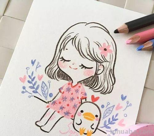 女孩自己画的彩铅画怎么画 彩色铅笔画教程：1.女孩——自由飞翔？