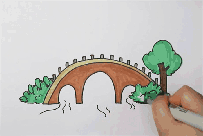 桥的简笔画怎么画 怎样简笔画河水小桥风景画？