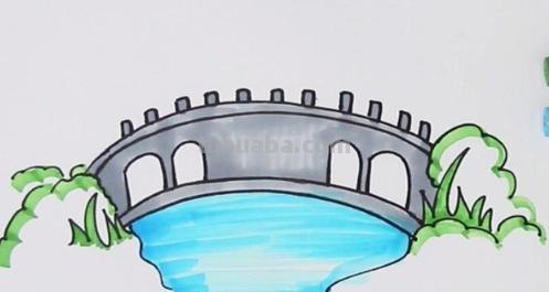 桥的简笔画怎么画 怎样简笔画河水小桥风景画？