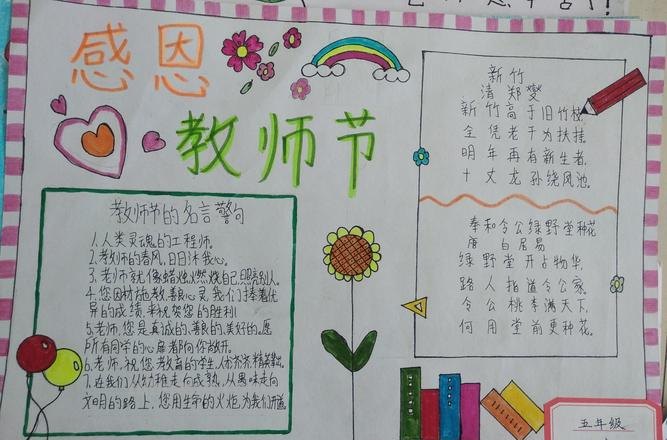 怎么画教师节手抄报 一二三年级教师节手抄报文字内容？