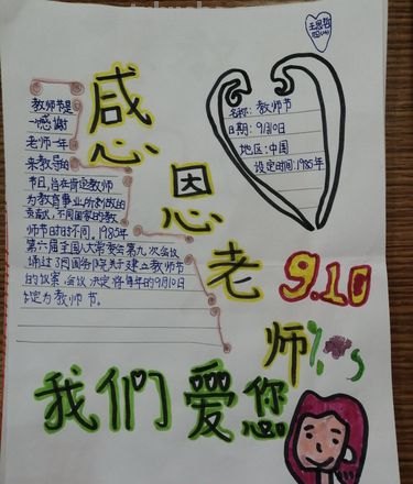 怎么画教师节手抄报 一二三年级教师节手抄报文字内容？