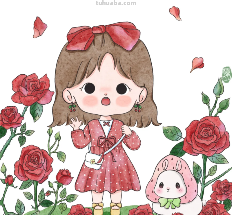 花与女孩系列插画｜清清凉凉的颜色，正适合夏天，愿疫情早日散去