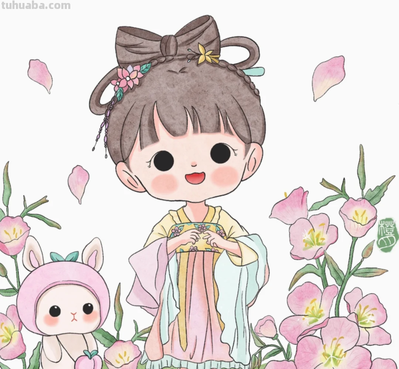 花与女孩系列插画｜清清凉凉的颜色，正适合夏天，愿疫情早日散去