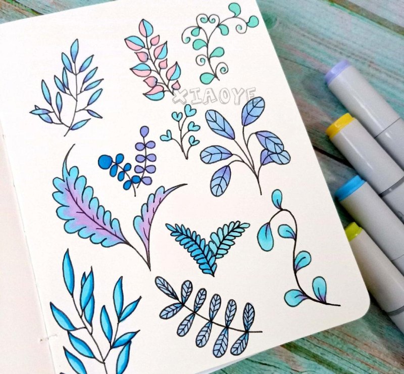 简约实用的小清新植物简笔画 作者：小野手绘