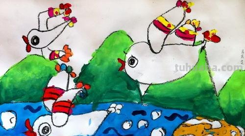 儿童画教程｜水彩笔涂色练习课程《自在翱翔的海鸥》