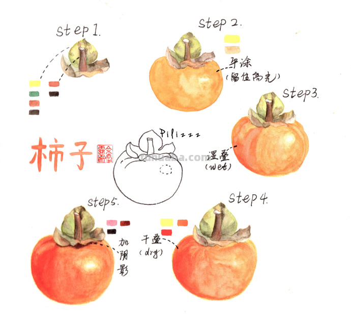 分解步骤，化繁为简的水彩过程~不打稿画画真的非常爽～