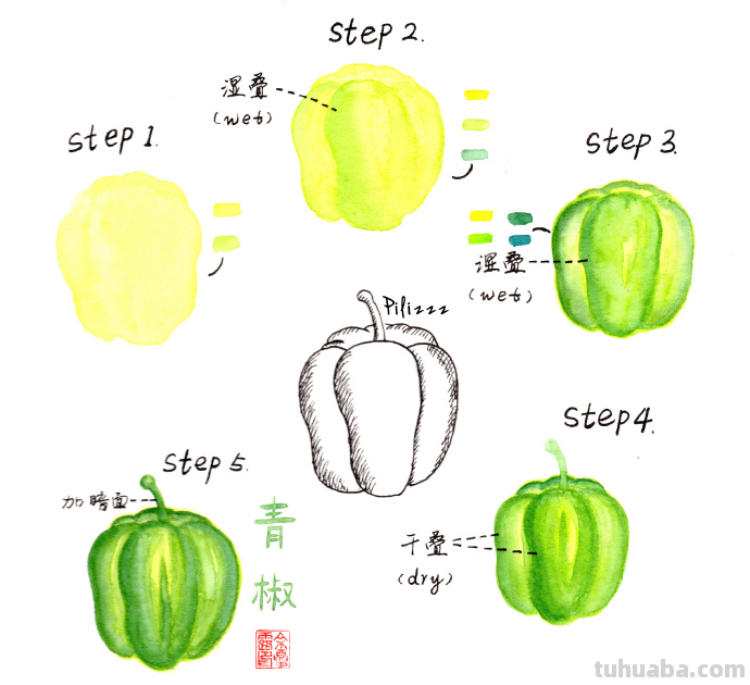 分解步骤，化繁为简的水彩过程~不打稿画画真的非常爽～