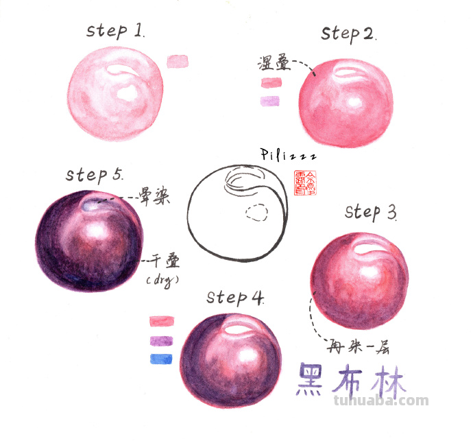分解步骤，化繁为简的水彩过程~不打稿画画真的非常爽～