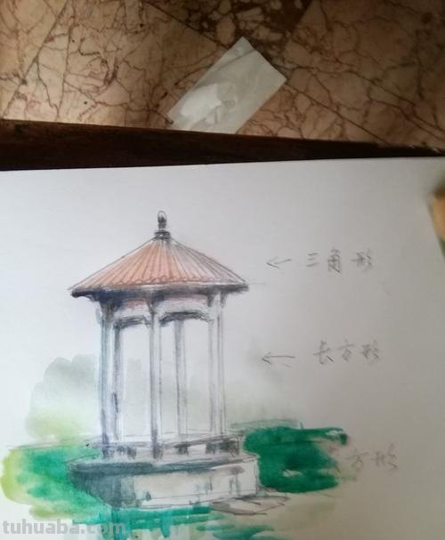 彩铅画的亭子图片怎么画 如何绘画亭子？