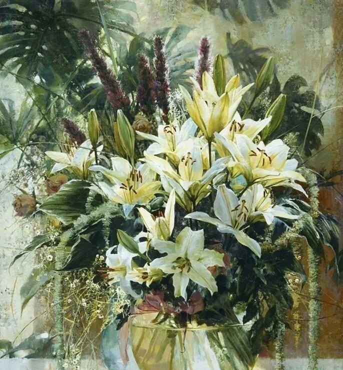 俄罗斯画家Larisa Psaryova唯美静物花卉油画