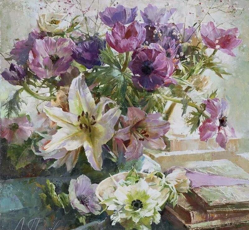俄罗斯画家Larisa Psaryova唯美静物花卉油画