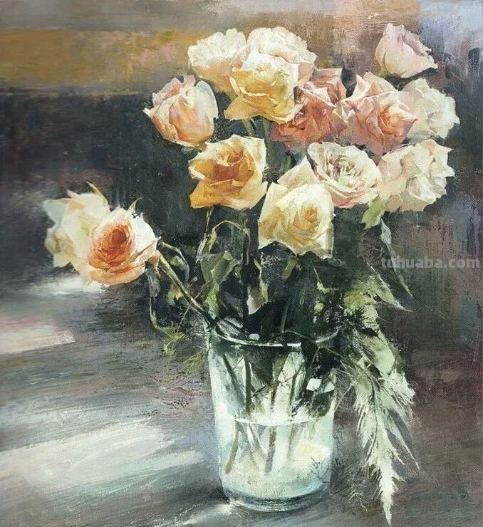 俄罗斯画家Larisa Psaryova唯美静物花卉油画
