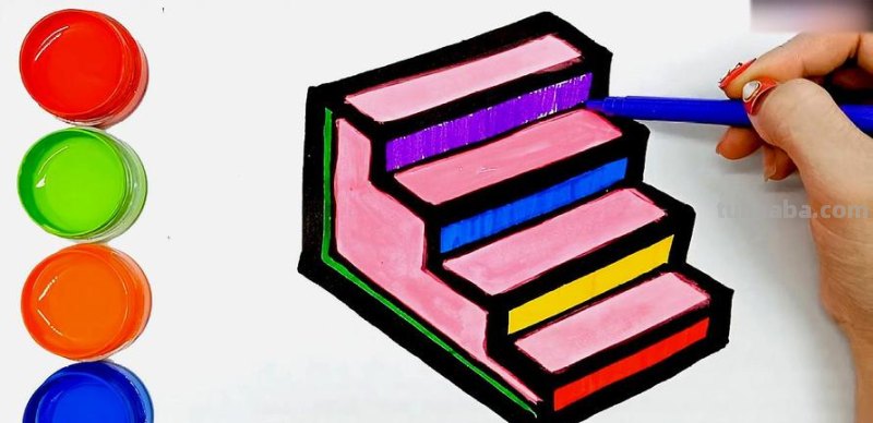 正面楼梯怎么画简笔画 一步一步教画楼梯?