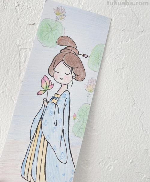 用彩铅画古风图案怎么画 书签怎么做古风彩铅？