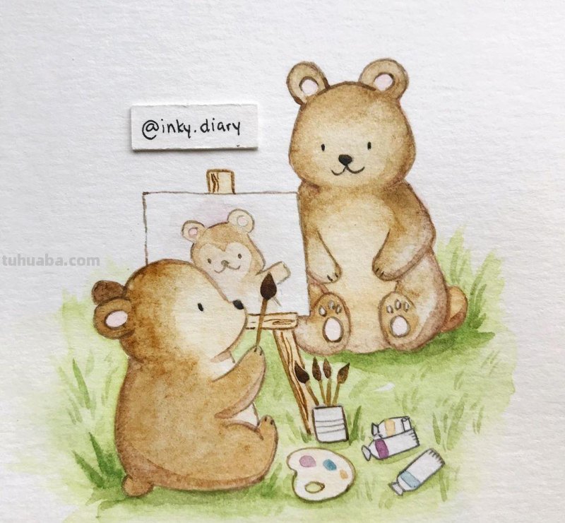 小动物水彩简笔画素材~收藏起来备用哦