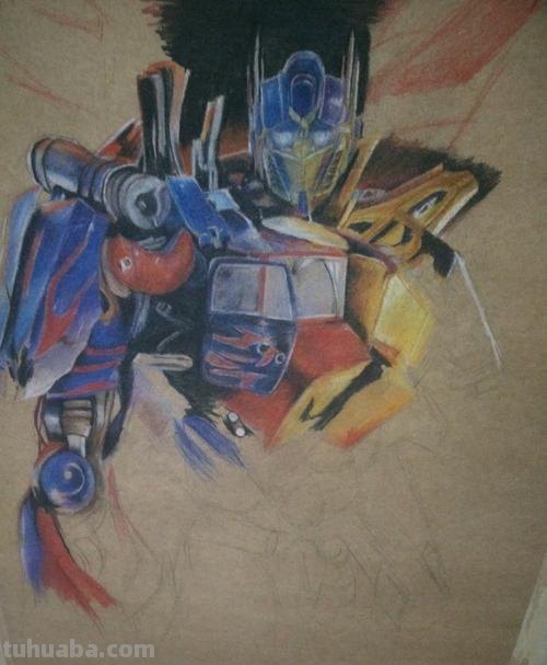 简单汽车人彩铅画怎么画 简单彩铅画？