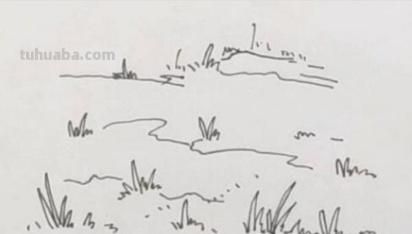 怎么画草地的简笔画 儿童画路边的草坪？