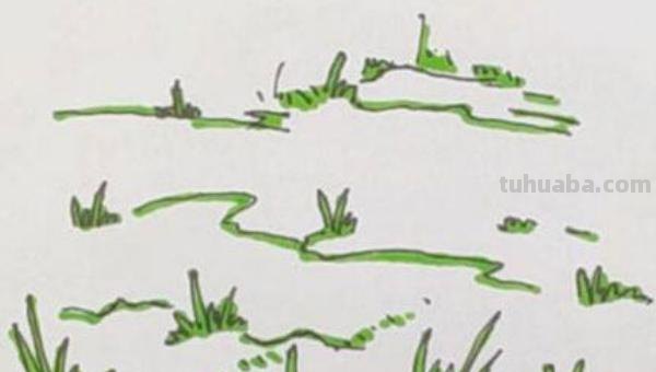 怎么画草地的简笔画 儿童画路边的草坪？
