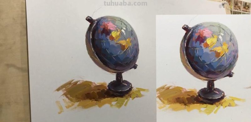 探究地球仪色彩及地球仪色彩范画图片 