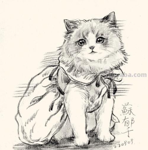 炭笔速写猫 素描中猫的毛发应该怎样画？